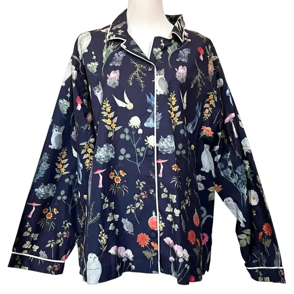 Pottery Barn Harry Potter COTTON Herbology Loose Fit PJ TOP XL Blue A005553